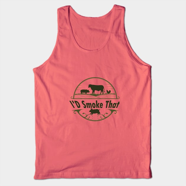 Retro Vintage Farm Animals I'd Smoke That Tank Top by IbrahemHassan